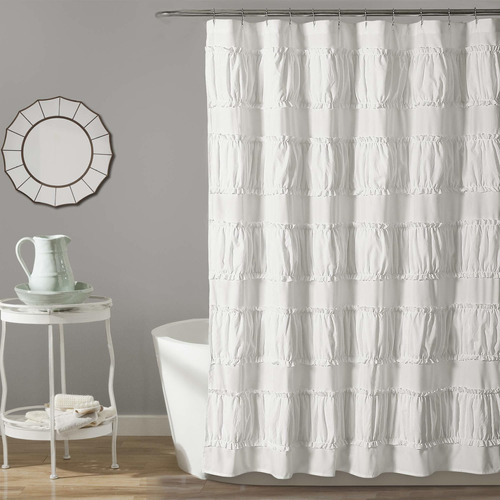 Lush Decor Cortina Ducha Blanca Volante 72 X 72 