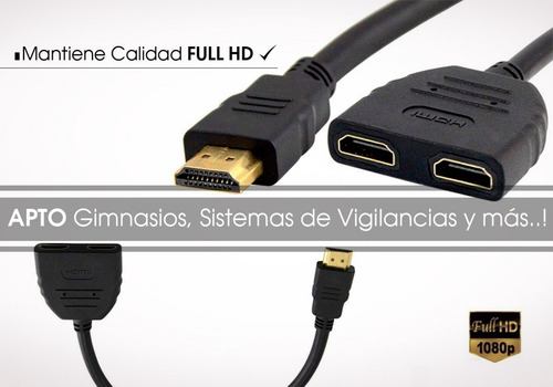 Splitter Hdmi 1x2 Cable Adaptador Derivador 1080p Espejo