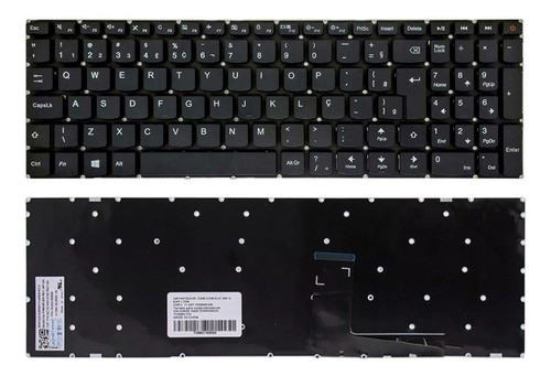 Teclado Lenovo Ideapad 110-15ibr Modelo: 80w2 Abnt2 Com Ç Cor Preto Idioma Português Brasil