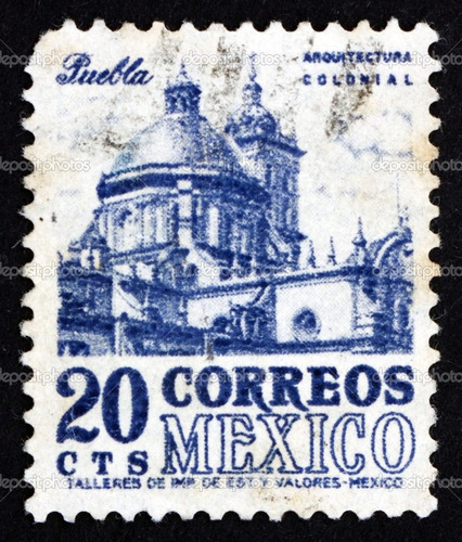 Sello Puebla Arquitectura Colonial 20cts Correos Mexico