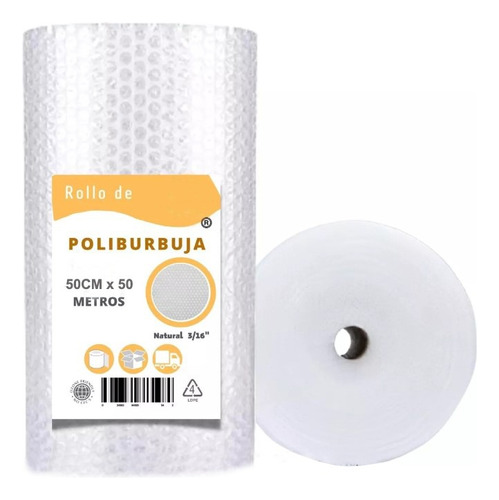 Rollo Plastico Papel Burbuja Embalaje 50cm X 50mts 