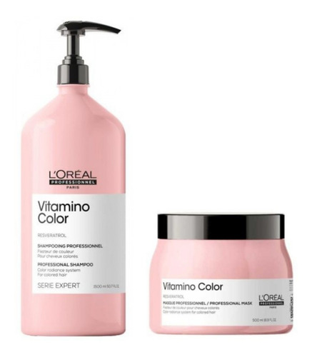 Kit Loreal Vitamino Color Shampoo 1500ml + Mascara 500ml 