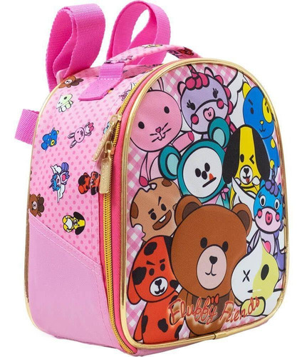 Lancheira Fluffly Friends R2 - 9734 - Artigo Escolar Cor Rosa