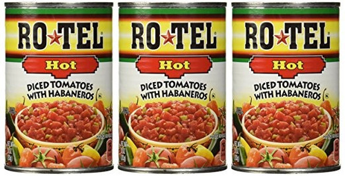 Ro-tel Hot Cubitos Tomates Con Habaneros 10 Oz (3 Pack)