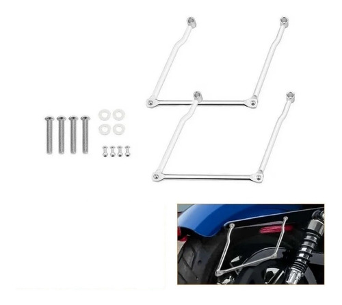 Imagen 3 de 10 de Soportes Alforjas Moto Harley Yamaha Honda Maletas