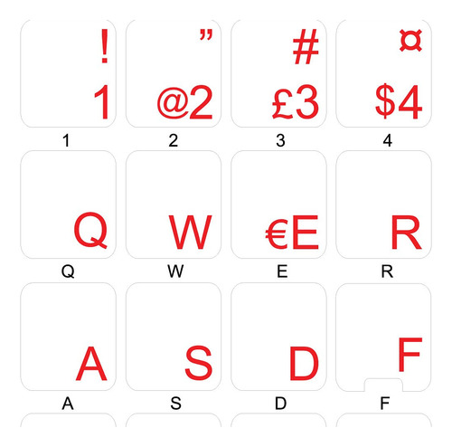 Etiqueta Teclado Finlandesa Fondo Transparente Letra Roja