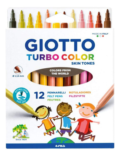 Canetinha Hiidrocor Giotto Turbo Color Tons De Pele 12 Cores