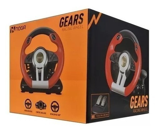 Imagen 3 de 3 de Volante Con Pedalera Noga Gears 180° Vibración Pc Consolas
