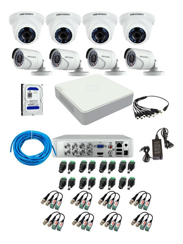 Kit Dvr 8 Cámaras Domo-bullet Hikvision, Dd 1 Tb. Accesorios