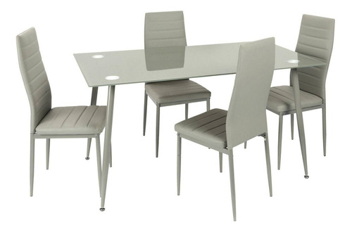 Comedor Vidrio 4 Puestos Bruna 140x80x75cm