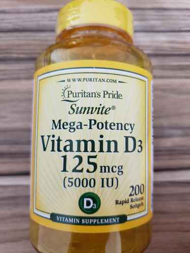 Puritan's Pride Vitamina D3 5000 Ui  200 Cps - Envio Rapido