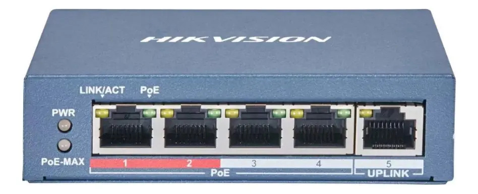 Switch Poe Hikvision 4 Puertos Poe + 1 Pt Ethernet