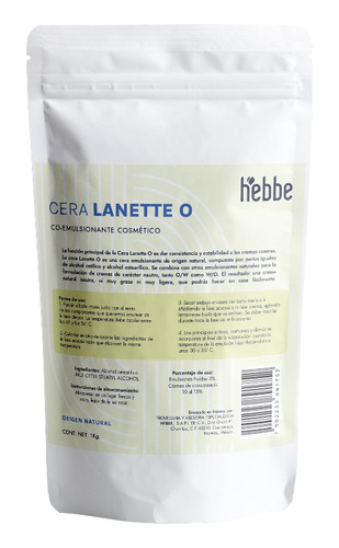 Cera Lanette O 1 Kg (a. Cetoestearilico) Emulsificante. Basf