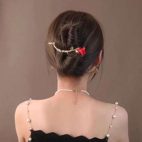 D Pinza For El Pelo Con Forma De Rosa Coreana Elegant Twist