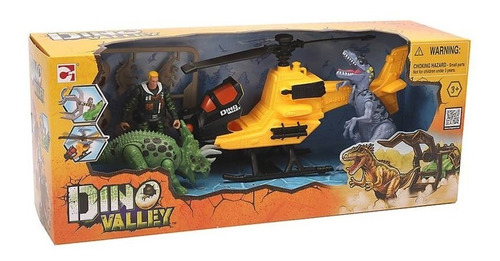 Dino Valley 2 Dinosaurios Explorador Y Helicóptero  Calidad