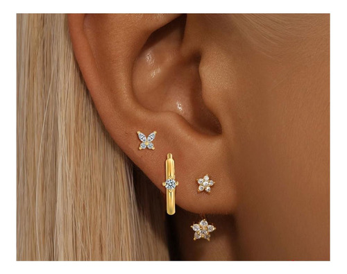 Zru Juego De 3 Pares De Aretes De Aro De Oro Para Mujeres Y