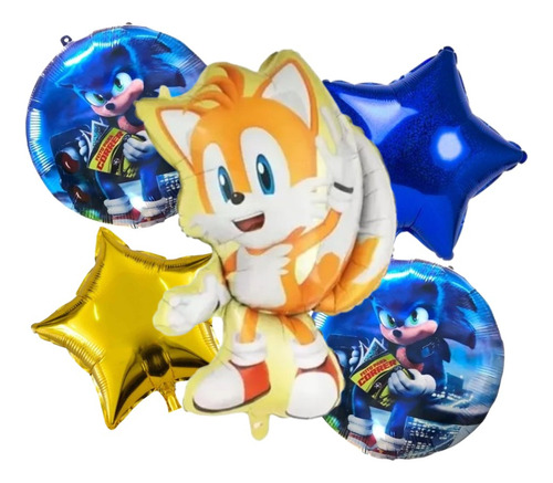 Bouquet 5 Globos Tails De Sonic