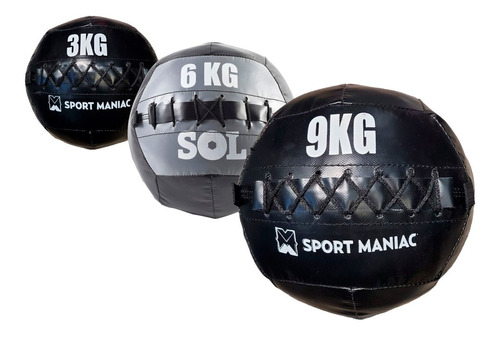 Imagen 1 de 5 de Kit Sport Maniac Medicine Ball Cuero De 3kg, 6kg, 9kg