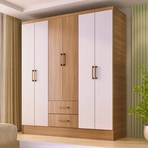 Guarda Roupa 6 Portas 2 Gavetas 9 Prateleiras E Cabideiro