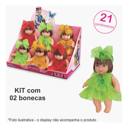 Kit 2 Bonecas Doce Encanto Menina C/ Tiara Adijomar 