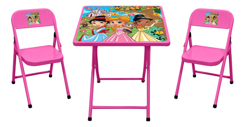 Conjunto De Mesa Infantil Com 2 Cadeiras Dobrável Aço Jogo