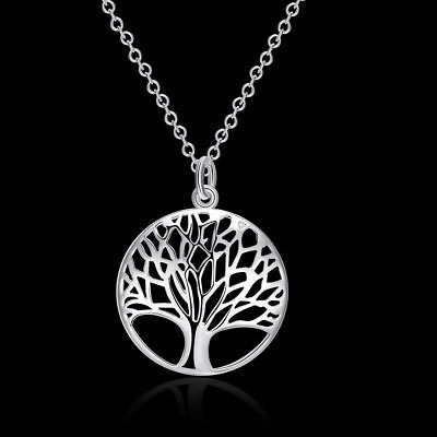 Árbol De La Vida De Oro Blanco Plateado Colgante Collar Garg