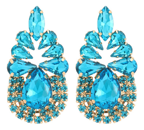 Aretes En Forma De Gota Con Cristales Elegante