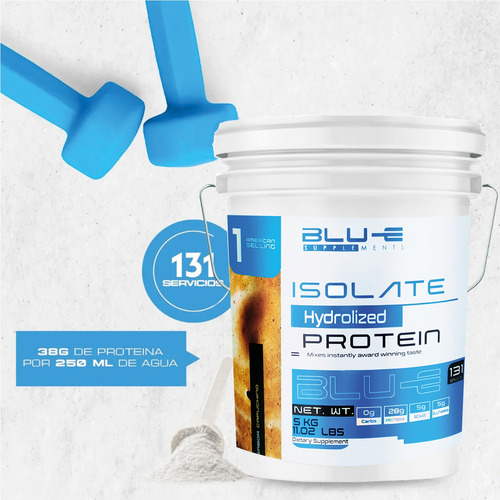 Proteína Whey Hidrolizada Isolate Blu-e 5 Kg Varios Sabores Capuchino