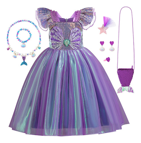 Disfraz De Sirenita Para Niña Vestido De Princesa Ariel Fiesta De Cumpleaños Halloween Navidad Pascua Carnaval Juego De Rol El 