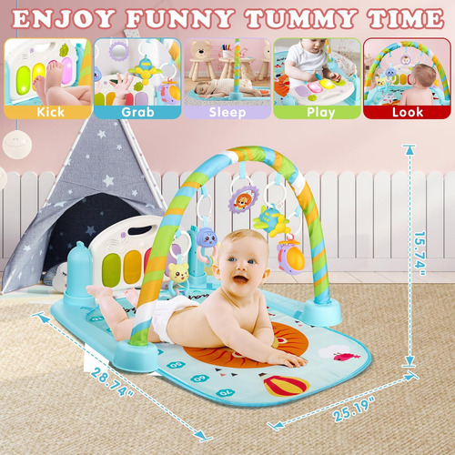 Boterlun Baby Kick Gym, Lay & Play 3 In 1 Fitness Music And