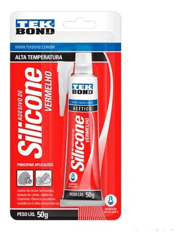 Cola Silicone Vermelha Alta Temp. Automotivo Tekbond 50g