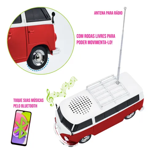 Mini pen drive Kombi Sound Box, Mp3, FM, USB, SD, color rojo