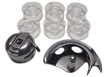Comprar Combo Crochet + Porta Bobina + 6 Carreteles Plasticos Janome