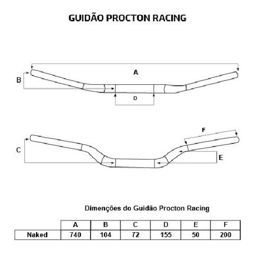 Guidão Fat Bar Procton Racing + Adaptador Xj6