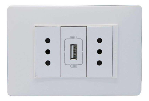 Cargador Usb 1.5 Ma + 2 Tomas 10 Amp Blanco Btcino