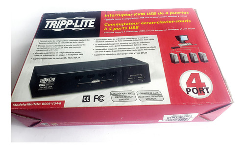Switch Kvm Tripp Lite, B006-vu4, Sin Usar, Control De 4 Pcs (Usado)