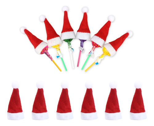 12 Mini Sombreros De Papa Noel De Navidad, Cubierta De Botel
