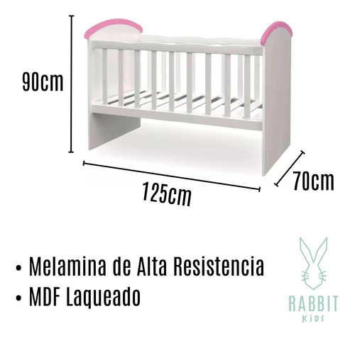Cuna Cuarto Infantil Bebe Rosa Azul Colchon 60x120 Barrotes