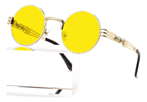 Gafas De Sol Redondas Aieyezo Metal Uv 100% Oro/amarillo