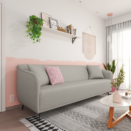 Sofá 4 Lugares Adams 230cm No Linho Várias Cores