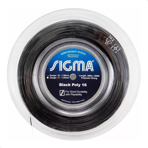 Rolo De Corda Sigma Black Poly 200m 1.30mm Preta - Polyester