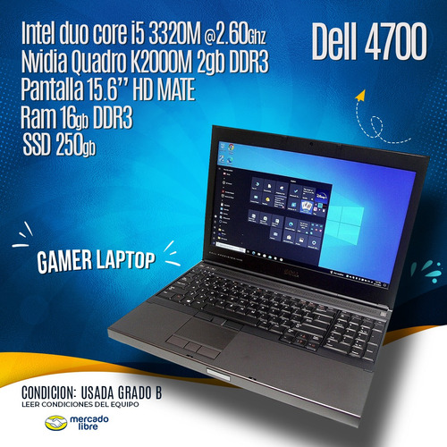 Dell Precision M4700 Gamer Laptop I5 16gb Ram Quadro K2000m