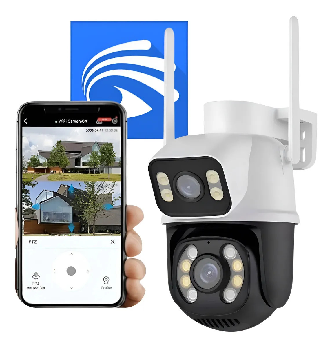 Câmera Dupla Segurança Ip Wifi Externa Lente 6mp App Yoosee Câmera Dupla Segurança