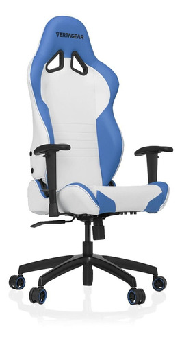 Silla de escritorio Vertagear SL2000 VG-SL2000 gamer ergonómica  blanca y azul con tapizado de cuero sintético