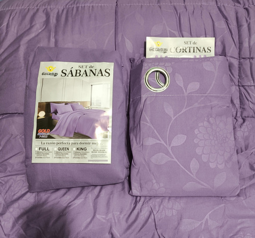 Acolchado De 7 Piezas Con Corderito 2 1/2 Plazas Goldsun Lila