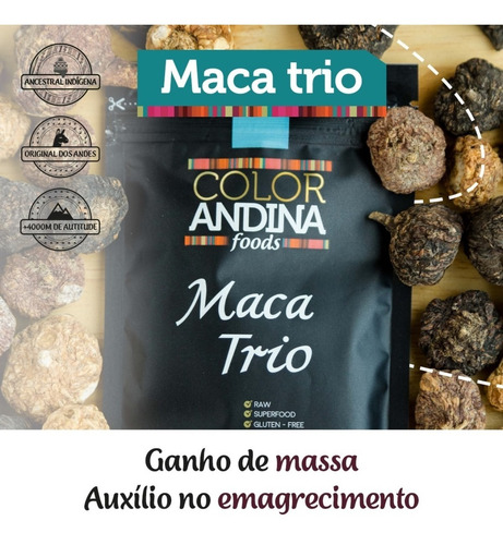 Imagem 5 de 6 de Maca Peruana Trio Amarela Vermelha Preta 100g Color Andina