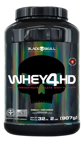 Whey 4hd Lactase 900g - Black Skull Zero Lactose Sabor Baunilha