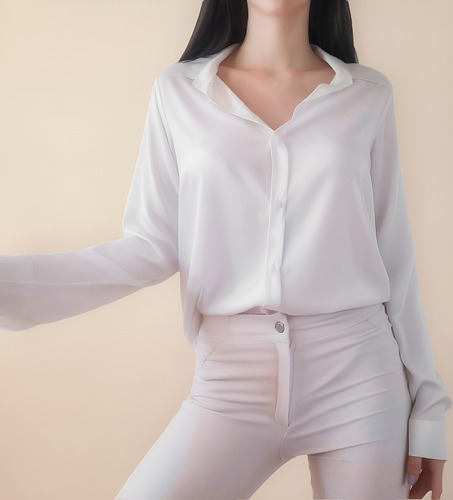 Camisa De Saten. Excelente Caída. Sin Arrugas De Costura