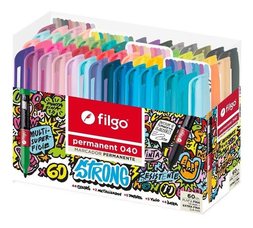 Marcadores Permanentes Filgo 040 Fina Strong Colors X 60 Un