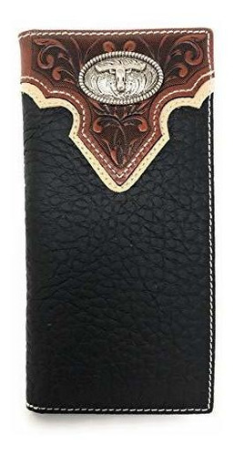 West Tooled Genuine Leather Longhorn Hombres Long B4jjl